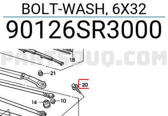 Honda 90126SR3000 BOLT-WASH, 6X32