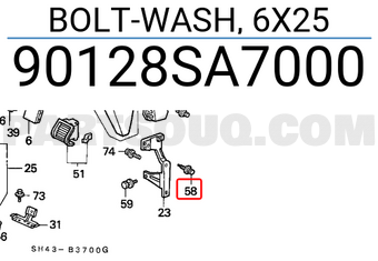 Honda 90128SA7000 BOLT-WASH, 6X25