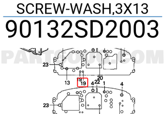 Honda 90132SD2003 SCREW-WASH,3X13