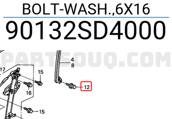 Honda 90132SD4000 BOLT-WASH.,6X16