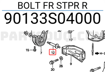 Honda 90133S04000 BOLT FR STPR R