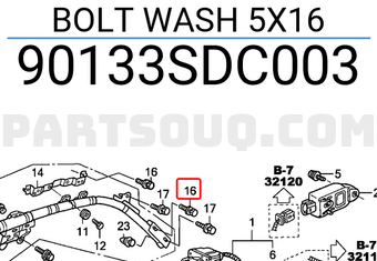 Honda 90133SDC003 BOLT WASH 5X16