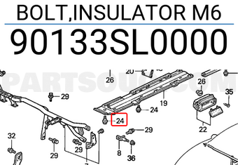 Honda 90133SL0000 BOLT,INSULATOR M6