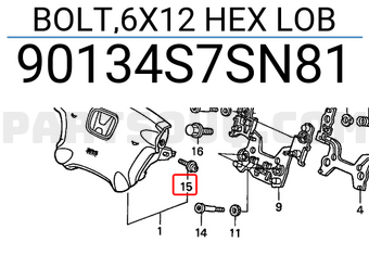 Honda 90134S7SN81 BOLT,6X12 HEX LOB