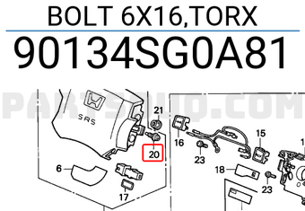 Honda 90134SG0A81 BOLT 6X16,TORX