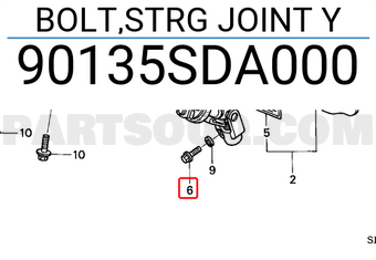 Honda 90135SDA000 BOLT,STRG JOINT Y