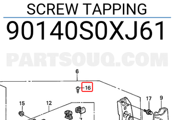 Honda 90140S0XJ61 SCREW TAPPING