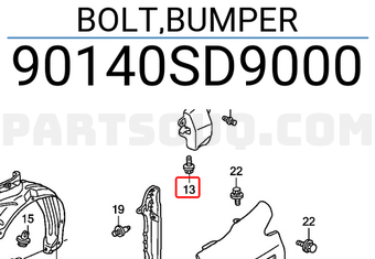 Honda 90140SD9000 BOLT,BUMPER