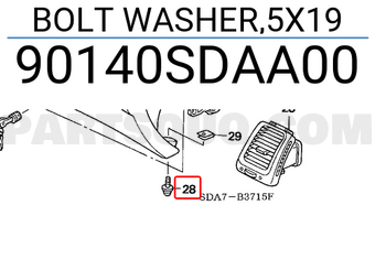 Honda 90140SDAA00 BOLT WASHER,5X19