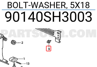 Honda 90140SH3003 BOLT-WASHER, 5X18