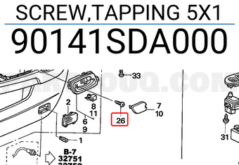 Honda 90141SDA000 SCREW,TAPPING 5X1