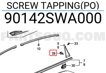 Honda 90142SWA000 SCREW TAPPING(PO)