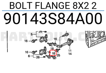 Honda 90143S84A00 BOLT FLANGE 8X2 2