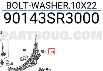 Honda 90143SR3000 BOLT-WASHER,10X22