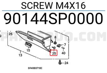 Honda 90144SP0000 SCREW M4X16