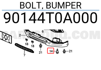 Honda 90144T0A000 BOLT, BUMPER