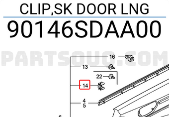 Honda 90146SDAA00 CLIP,SK DOOR LNG