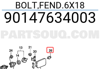 Honda 90147634003 BOLT,FEND.6X18