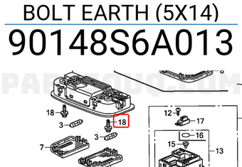 Honda 90148S6A013 BOLT EARTH (5X14)