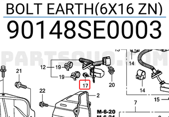Honda 90148SE0003 BOLT EARTH(6X16 ZN)