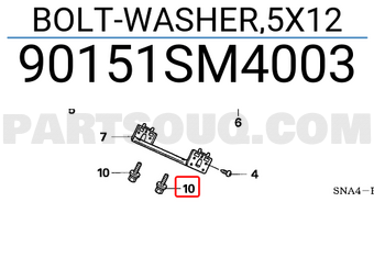 Honda 90151SM4003 BOLT-WASHER,5X12