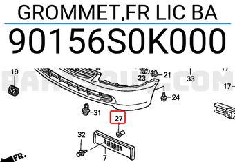 Honda 90156S0K000 GROMMET,FR LIC BA
