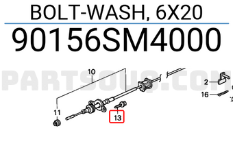Honda 90156SM4000 BOLT-WASH, 6X20