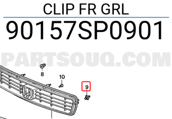 Honda 90157SP0901 CLIP FR GRL