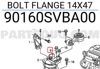 Honda 90160SVBA00 BOLT FLANGE 14X47