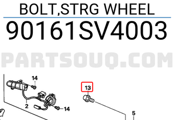 Honda 90161SV4003 BOLT,STRG WHEEL