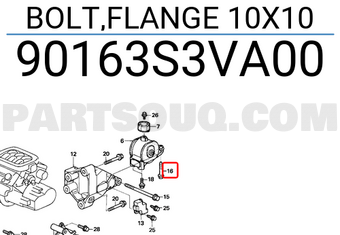 Honda 90163S3VA00 BOLT,FLANGE 10X10
