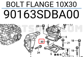 Honda 90163SDBA00 BOLT FLANGE 10X30