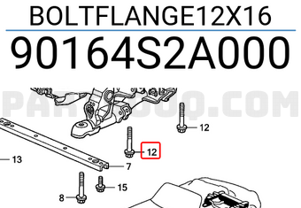 Honda 90164S2A000 BOLTFLANGE12X16