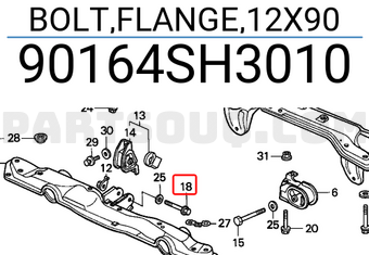 Honda 90164SH3010 BOLT,FLANGE,12X90