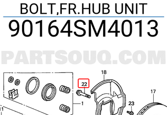 Honda 90164SM4013 BOLT,FR.HUB UNIT