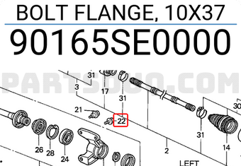 Honda 90165SE0000 BOLT FLANGE, 10X37