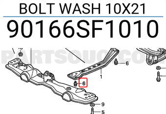 Honda 90166SF1010 BOLT WASH 10X21