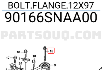 Honda 90166SNAA00 BOLT,FLANGE,12X97