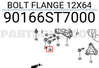 Honda 90166ST7000 BOLT FLANGE 12X64