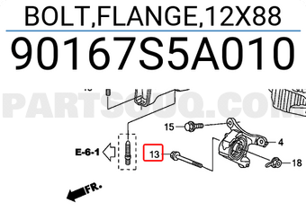 Honda 90167S5A010 BOLT,FLANGE,12X88
