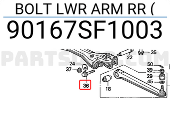 Honda 90167SF1003 BOLT LWR ARM RR
