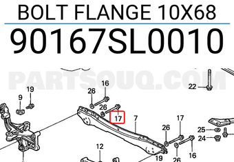 Honda 90167SL0010 BOLT FLANGE 10X68