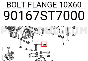 Honda 90167ST7000 BOLT FLANGE 10X60