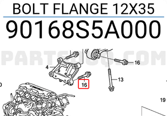 Honda 90168S5A000 BOLT FLANGE 12X35