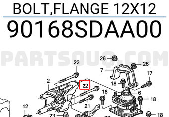 Honda 90168SDAA00 BOLT,FLANGE 12X12