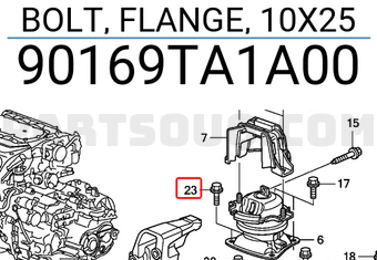 Honda 90169TA1A00 BOLT, FLANGE, 10X25