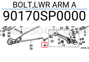Honda 90170SP0000 BOLT,LWR ARM A