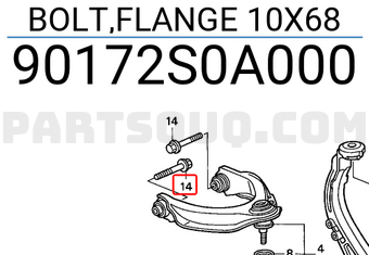 Honda 90172S0A000 BOLT,FLANGE 10X68
