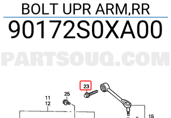 Honda 90172S0XA00 BOLT UPR ARM,RR