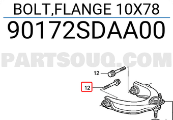 Honda 90172SDAA00 BOLT,FLANGE 10X78